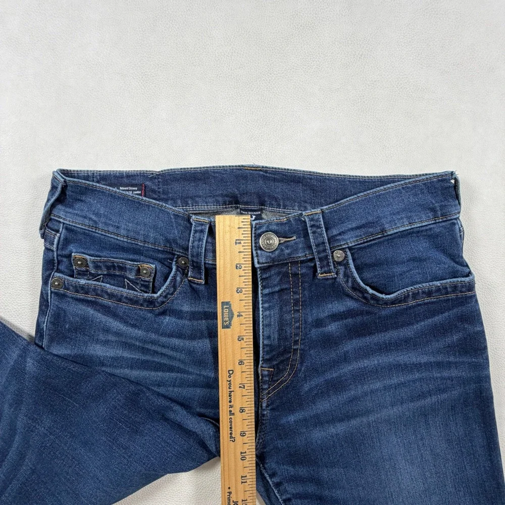 True Religion Rocco Relaxed Skinny Jeans Mens 33x32 Dark Wash Blue Stretch Denim